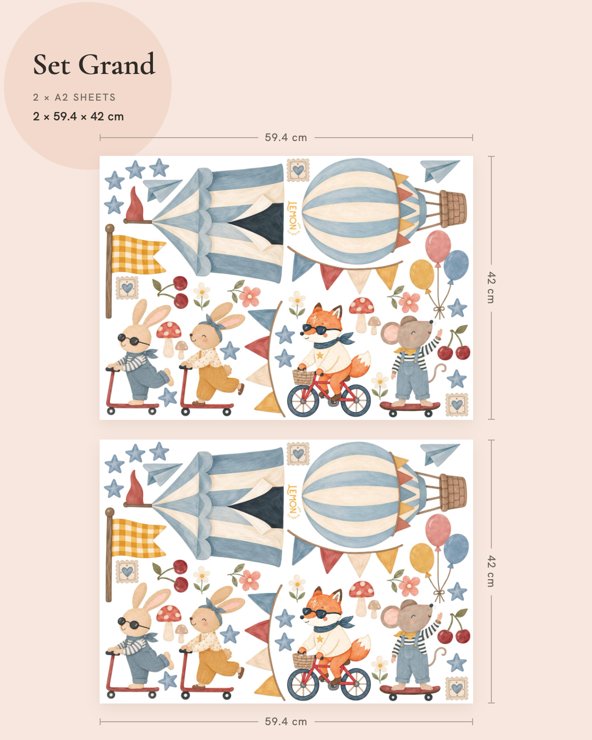 Little Rebels Grand wall decal size guide showing two Full sheets for decorating larger walls or two separate spaces.