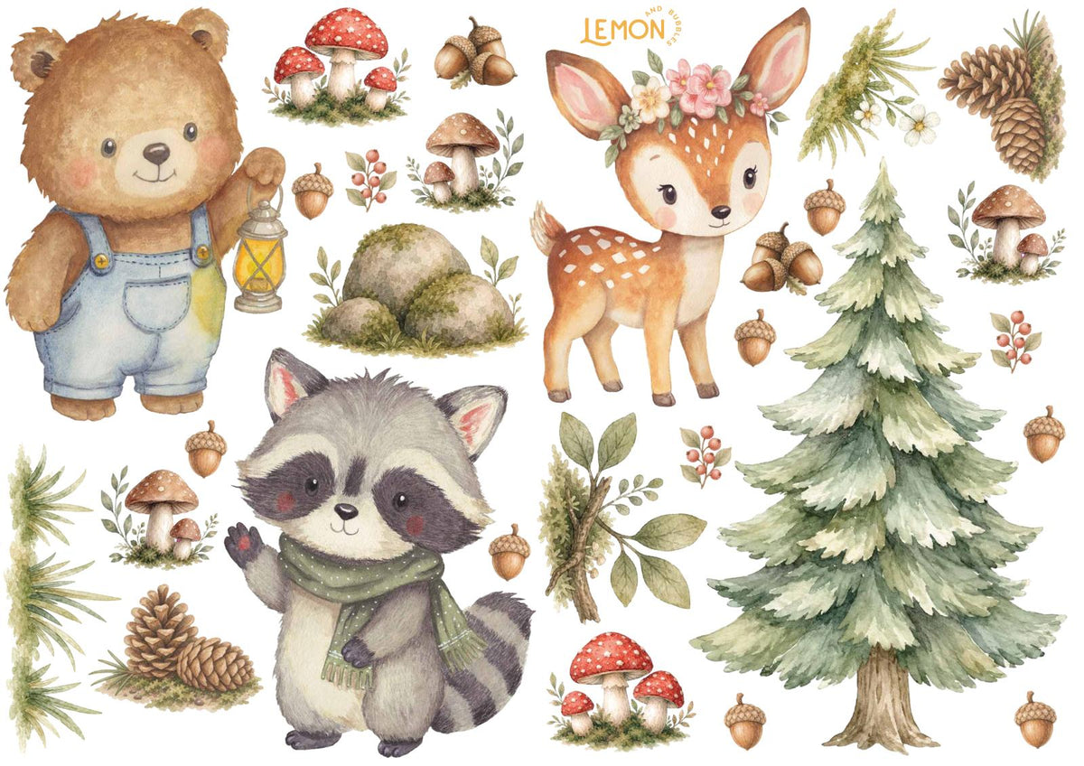 Enchanted Forest Full sheet layout showing the full wall decal design and included elements.