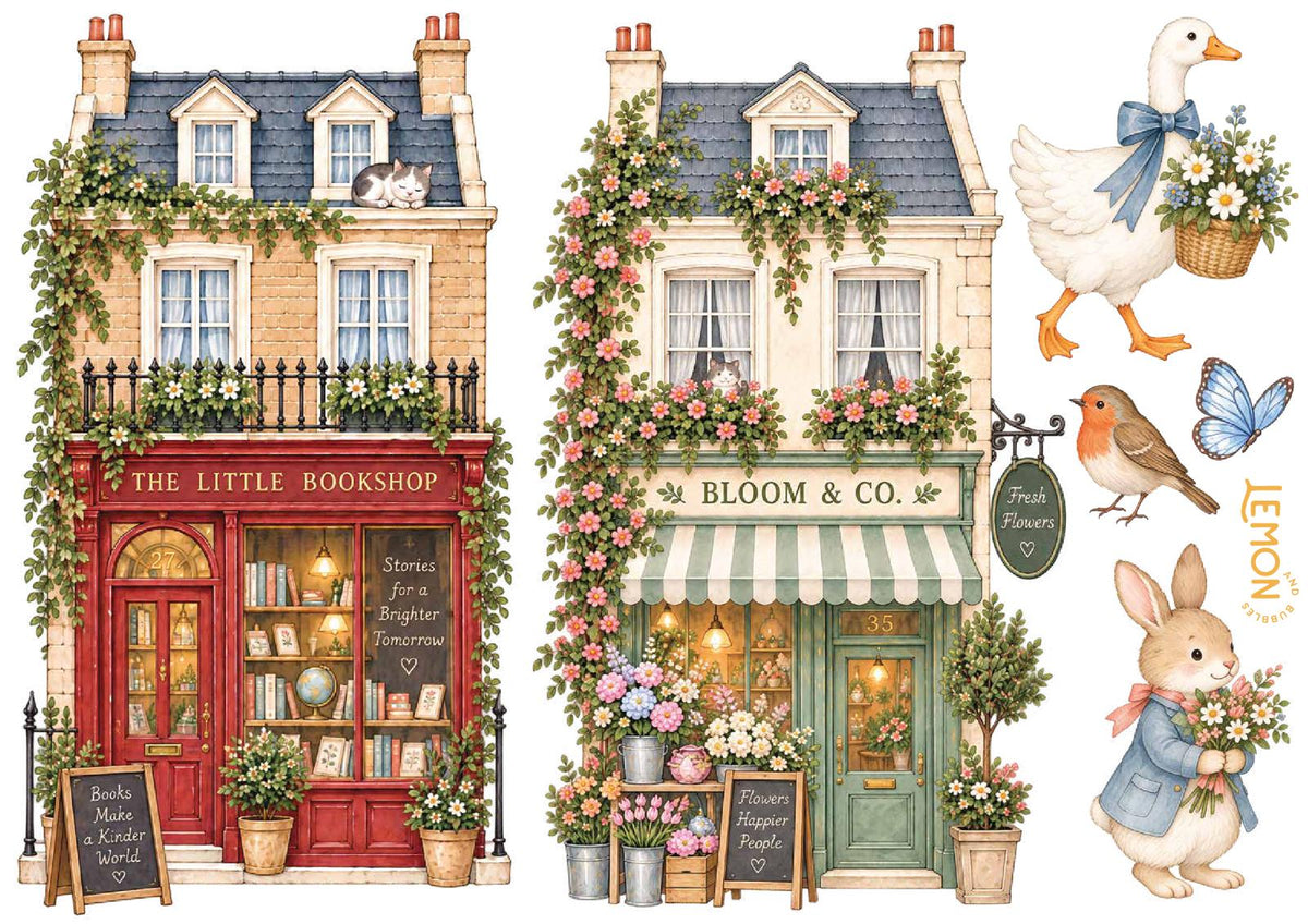 London & Co Base wall sticker sheet showing the included vintage London illustrations and decorative details.
